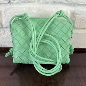 Bottega Veneta Lambskin Intrecciato Mini Loop Crossbody Bag Mint Green NWOT